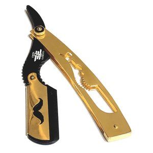 Gold & Black Straight Edge Shaving Razor